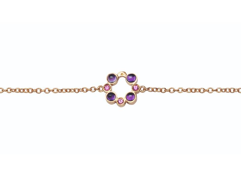 BRACCIALE IN ORO ROSA CON UN ELEMENTO IN AMETISTA E ZAFFIRI ROSA CAPRI 1947CHANTECLER 31867